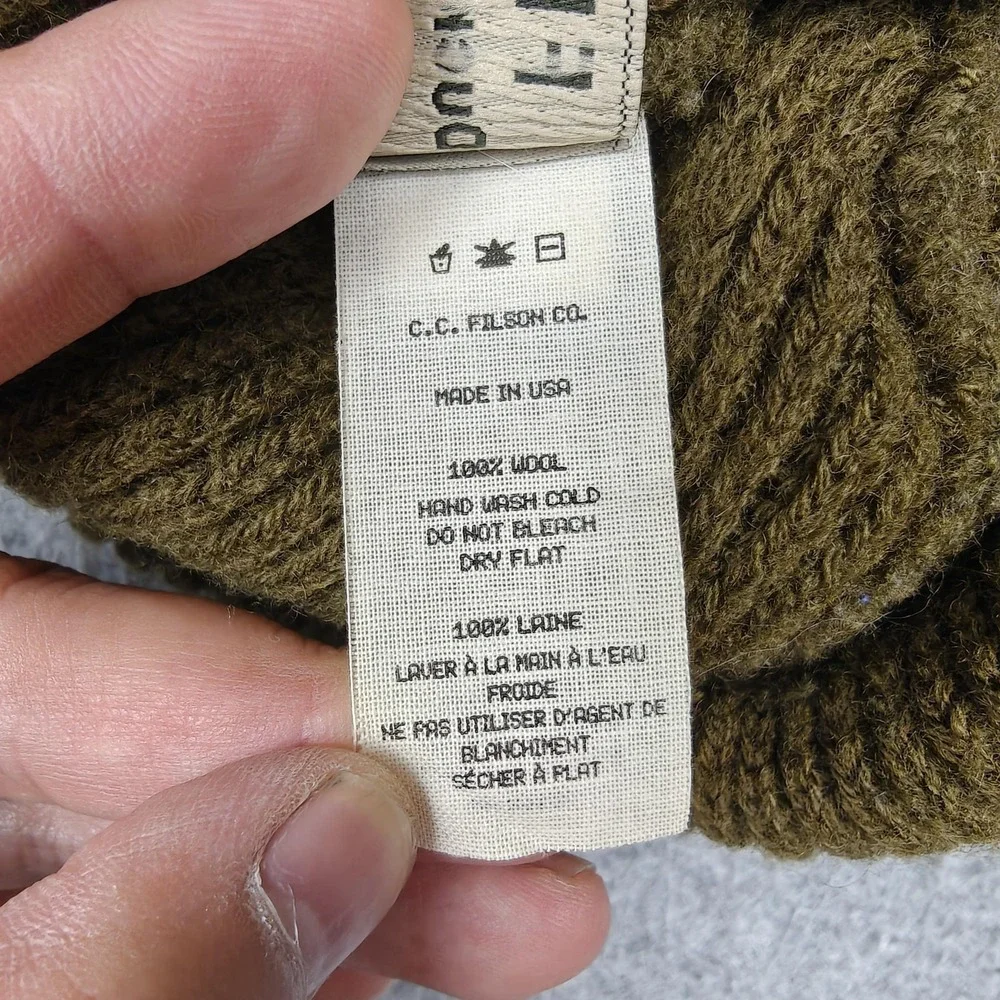 Filson Hat Beanie Ducks Unlimited One Size Boys Olive Wool Knit USA Outdoor